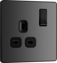 BG Evolve PCDBC21Bx5 13A Single Switched Power Socket - Black Chrome (Black) (5 Pack)