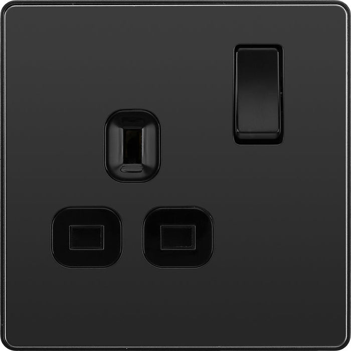 BG Evolve PCDBC21B 13A Single Switched Power Socket - Black Chrome (Black) (5 Pack) - westbasedirect.com