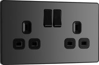 BG Evolve PCDBC22Bx5 13A Double Switched Power Socket - Black Chrome (Black) (5 Pack)
