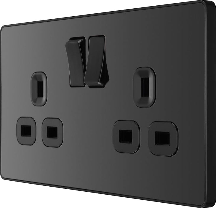 BG Evolve PCDBC22B 13A Double Switched Power Socket - Black Chrome (Black) (5 Pack) - westbasedirect.com