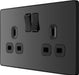 BG Evolve PCDBC22B 13A Double Switched Power Socket - Black Chrome (Black) (5 Pack) - westbasedirect.com
