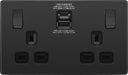 BG Evolve PCDBC22UAC30B 13A Double Switched Power Socket + USB C 30W + USB A(3.1A) - Black Chrome (Black) - westbasedirect.com