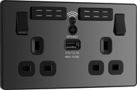 BG Evolve PCDBC22UWRB 13A Double Switched Power Socket + WiFi Extender + 1xUSB(2.1A) - Black Chrome (Black)