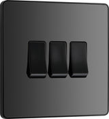 BG Evolve PCDBC43B 20A 16AX 2 Way Triple Light Switch - Black Chrome (Black) - westbasedirect.com