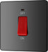 BG Evolve PCDBC74B 45A Double Pole Square Switch with LED Power Indicator - Black Chrome (Black) - westbasedirect.com