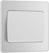 BG Evolve PCDBS12WW 20A 16AX 2 Way Single Light Switch, Wide Rocker - Brushed Steel (White) - westbasedirect.com