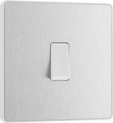 BG Evolve PCDBS12W 20A 16AX 2 Way Single Light Switch - Brushed Steel (White) - westbasedirect.com