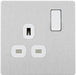 BG Evolve PCDBS21W 13A Single Switched Power Socket - Brushed Steel (White) (5 Pack) - westbasedirect.com