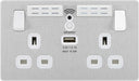 BG Evolve PCDBS22UWRW 13A Double Switched Power Socket + WiFi Extender + 1xUSB(2.1A) - Brushed Steel (White) - westbasedirect.com