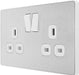 BG Evolve PCDBS22W 13A Double Switched Power Socket - Brushed Steel (White) (5 Pack) - westbasedirect.com