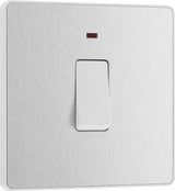 BG Evolve PCDBS31W 20A Double Pole Switch with Power LED Indicator - Brushed Steel (White) - westbasedirect.com