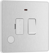 BG Evolve PCDBS52W 13A Switched Fused Connection Unit with Power LED Indicator & Flex Outlet - Brushed Steel (White)