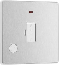 BG Evolve PCDBS54W 13A Unswitched Fused Connection Unit with Power LED Indicator & Flex Outlet - Brushed Steel (White)