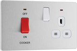 BG Evolve PCDBS70W 45A Cooker Control Socket, Double Pole Switch with LED Power Indicator - Brushed Steel (White) - westbasedirect.com