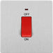 BG Evolve PCDBS74W 45A Double Pole Square Switch with LED Power Indicator - Brushed Steel (White) - westbasedirect.com