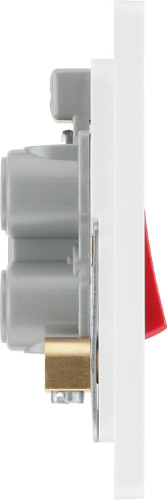BG Evolve PCDBS74W 45A Double Pole Square Switch with LED Power Indicator - Brushed Steel (White) - westbasedirect.com