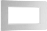 BG Evolve PCDBSEMR4W Quadruple Rectangular Front Plate (100 x 50) - Brushed Steel (White) - westbasedirect.com