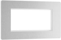 BG Evolve PCDBSEMR4W Quadruple Rectangular Front Plate (100 x 50) - Brushed Steel (White)