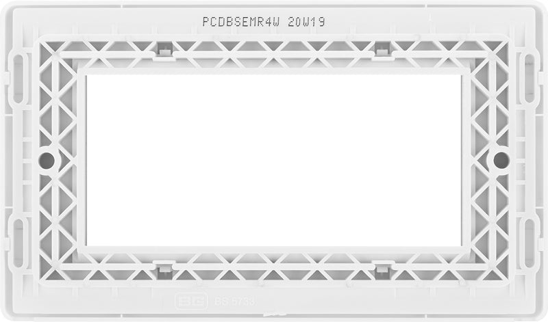 BG Evolve PCDBSEMR4W Quadruple Rectangular Front Plate (100 x 50) - Brushed Steel (White) - westbasedirect.com