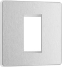 BG Evolve PCDBSEMS1W Single Euro Module Front Plate (25 x 50) - Brushed Steel (White)