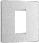 BG Evolve PCDBSEMS1W Single Euro Module Front Plate (25 x 50) - Brushed Steel (White) - westbasedirect.com