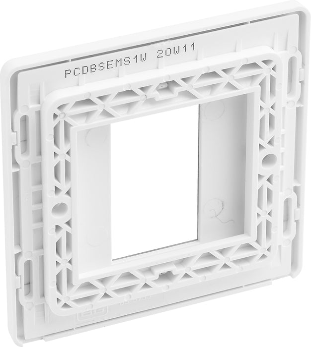 BG Evolve PCDBSEMS1W Single Euro Module Front Plate (25 x 50) - Brushed Steel (White) - westbasedirect.com