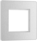 BG Evolve PCDBSEMS2W Twin Euro Module Aperture Single Front Plate (50 x 50) - Brushed Steel (White) - westbasedirect.com