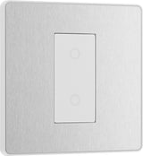 BG Evolve PCDBSTDM1W 2-Way Master 200W Single Touch Dimmer Switch - Brushed Steel (White) - westbasedirect.com