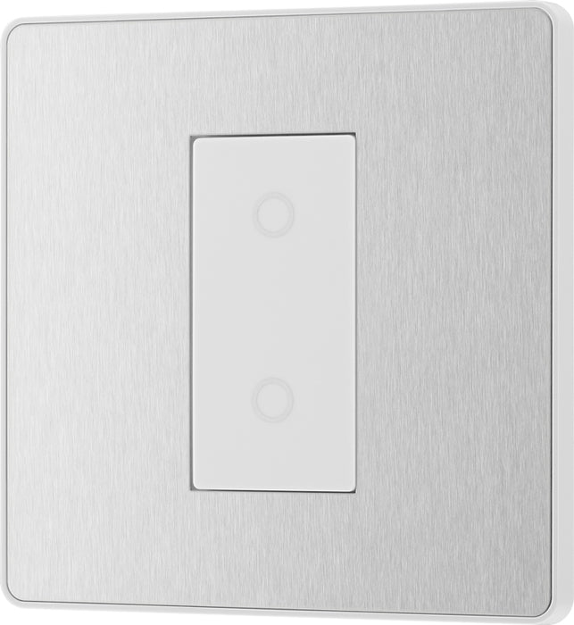 BG Evolve PCDBSTDM1W 2-Way Master 200W Single Touch Dimmer Switch - Brushed Steel (White) - westbasedirect.com
