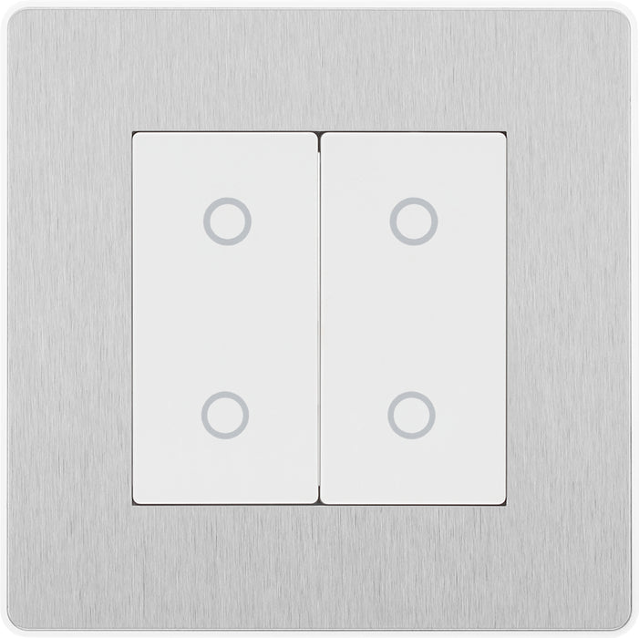 BG Evolve PCDBSTDS2W 2-Way Secondary 200W Double Touch Dimmer Switch - Brushed Steel (White) - westbasedirect.com