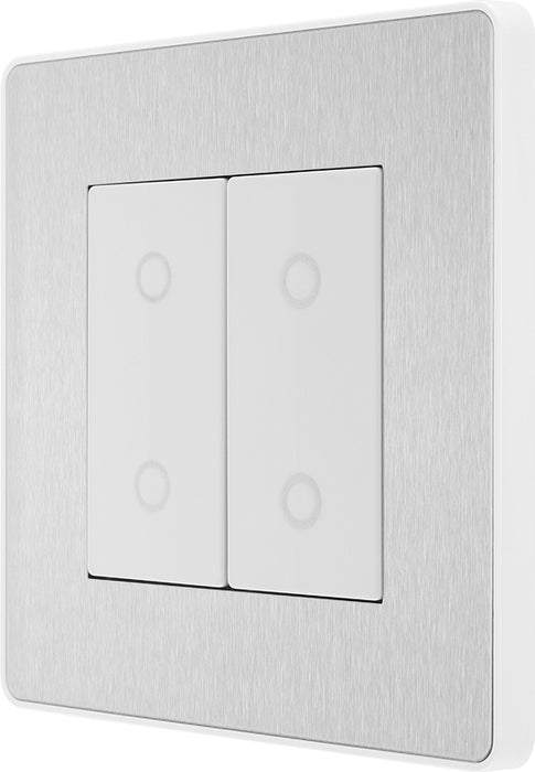 BG Evolve PCDBSTDS2W 2-Way Secondary 200W Double Touch Dimmer Switch - Brushed Steel (White) - westbasedirect.com