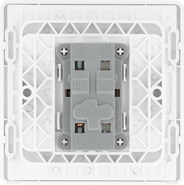 BG Evolve PCDCL13W 20A 16AX Single Intermediate Light Switch - Pearlescent White (White) - westbasedirect.com