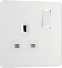 BG Evolve PCDCL21W 13A Single Switched Power Socket - Pearlescent White (White)