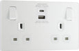 BG Evolve PCDCL22UAC30W 13A Double Switched Power Socket + USB C 30W + USB A(3.1A) - Pearlescent White (White) - westbasedirect.com