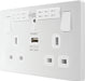 BG Evolve PCDCL22UWRW 13A Double Switched Power Socket + WiFi Extender + 1xUSB(2.1A) - Pearlescent White (White) - westbasedirect.com