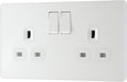 BG Evolve PCDCL22W 13A Double Switched Power Socket - Pearlescent White (White) (5 Pack) - westbasedirect.com