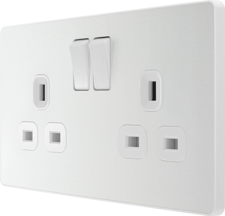 BG Evolve PCDCL22W 13A Double Switched Power Socket - Pearlescent White (White) - westbasedirect.com