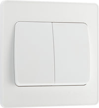 BG Evolve PCDCL42WW 20A 16AX 2 Way Double Light Switch, Wide Rocker - Pearlescent White (White)