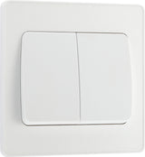 BG Evolve PCDCL42WW 20A 16AX 2 Way Double Light Switch, Wide Rocker - Pearlescent White (White) - westbasedirect.com