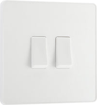 BG Evolve PCDCL42W 20A 16AX 2 Way Double Light Switch - Pearlescent White (White)