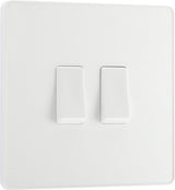 BG Evolve PCDCL42W 20A 16AX 2 Way Double Light Switch - Pearlescent White (White) - westbasedirect.com