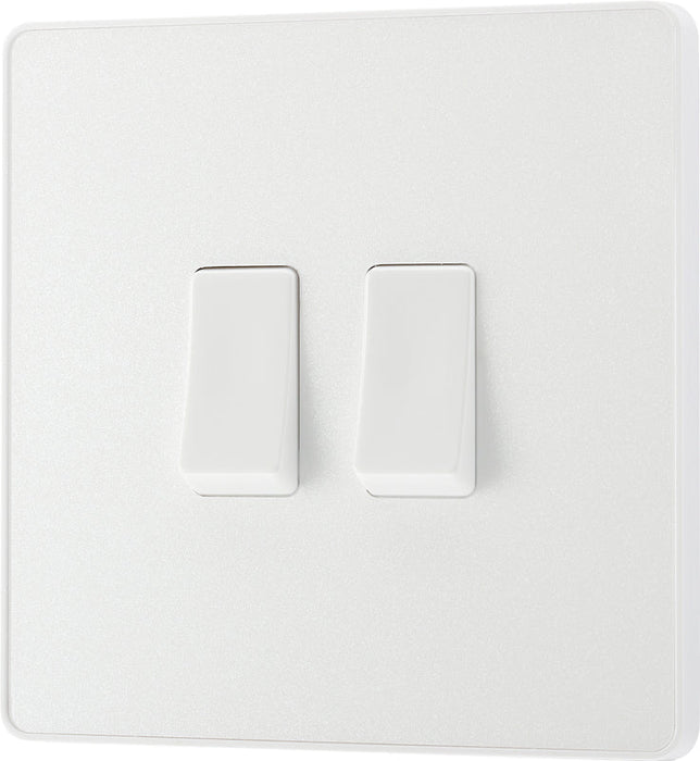 BG Evolve PCDCL42W 20A 16AX 2 Way Double Light Switch - Pearlescent White (White) (5 Pack) - westbasedirect.com