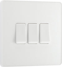 BG Evolve PCDCL43W 20A 16AX 2 Way Triple Light Switch - Pearlescent White (White)