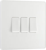 BG Evolve PCDCL43W 20A 16AX 2 Way Triple Light Switch - Pearlescent White (White) - westbasedirect.com