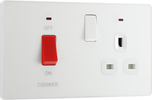 BG Evolve PCDCL70W 45A Cooker Control Socket, Double Pole Switch with LED Power Indicator - Pearlescent White (White) - westbasedirect.com