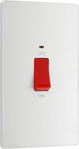 BG Evolve PCDCL72W 45A Double Pole Rectangular Switch with LED Power Indicator - Pearlescent White (White) - westbasedirect.com