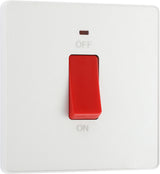BG Evolve PCDCL74W 45A Double Pole Square Switch with LED Power Indicator - Pearlescent White (White) - westbasedirect.com