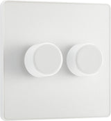 BG Evolve PCDCL82W 2-Way Trailing Edge LED 200W Double Dimmer Switch Push On/Off - Pearlescent White (White) - westbasedirect.com
