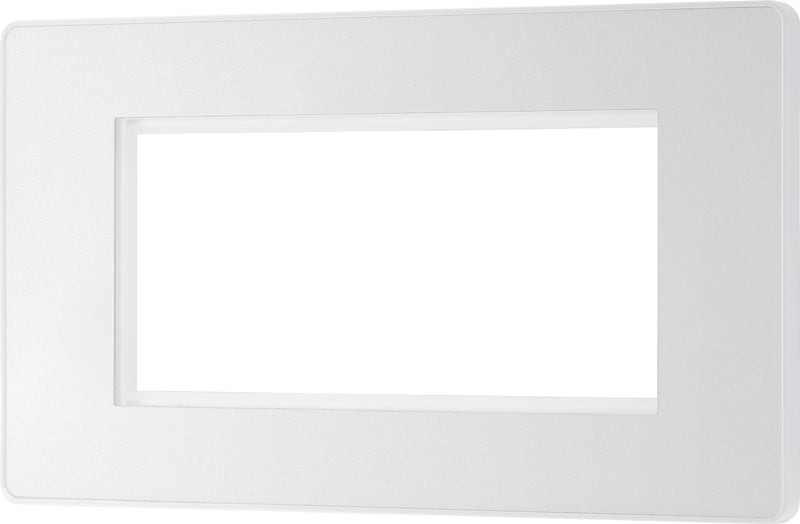 BG Evolve PCDCLEMR4W Quadruple Rectangular Front Plate (100 x 50) - Pearlescent White (White) - westbasedirect.com