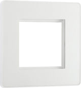 BG Evolve PCDCLEMS2W Twin Euro Module Aperture Single Front Plate (50 x 50) - Pearlescent White (White) - westbasedirect.com